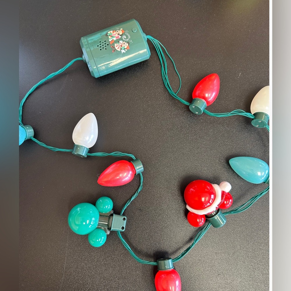 Disney Parks Christmas Mickey Minnie Glow Necklace with Sound NWT